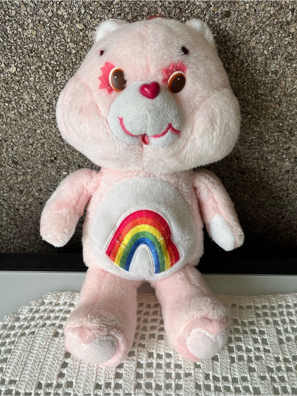 Vintage Kenner cheer Care Bears Pink Rainbow Belly Plush Bear
